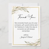 elegant golden green botanical dank je bruiloft notitiekaartje (Voorkant)