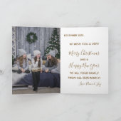 Elegant Golden Green-kerstboom Foto Feestdagen Kaart (Binnen)