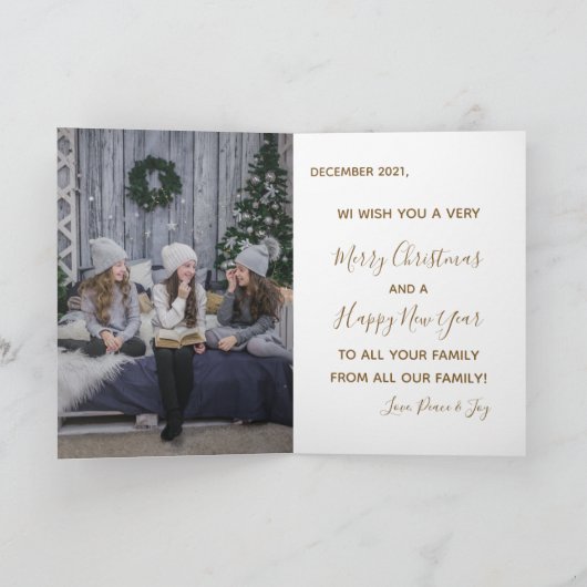 Elegant Golden Green-kerstboom Foto Feestdagen Kaart (Binnen)