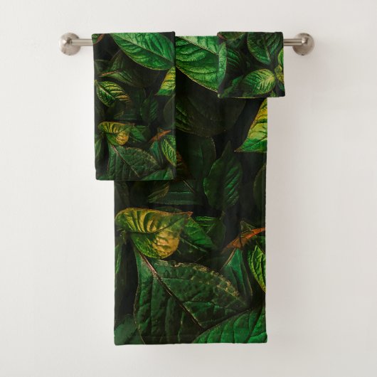 Elegant Golden Green Leaves | Handdoekset Bad Handdoek (Insitu)