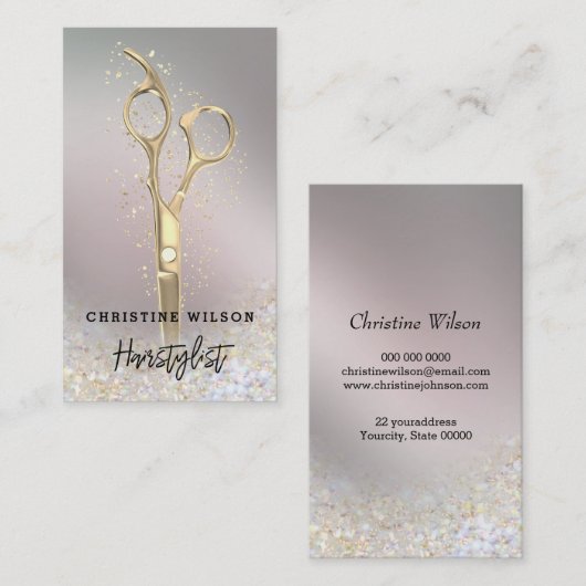 elegant golden hairdresser scissors visitekaartje (Voorkant / Achterkant)