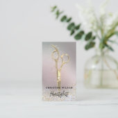 elegant golden hairdresser scissors visitekaartje (Staand voorkant)