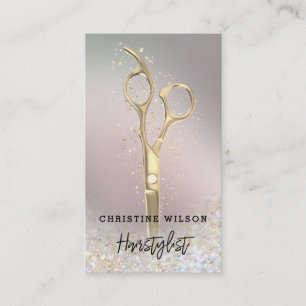 elegant golden hairdresser scissors visitekaartje