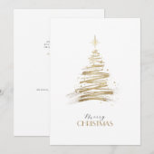 Elegant golden hand-drawn tree Christmas Feestdagenkaart (Voorkant / Achterkant)