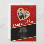 Elegant Golden Heart Photo Seating Chart Kaart (Voorkant)