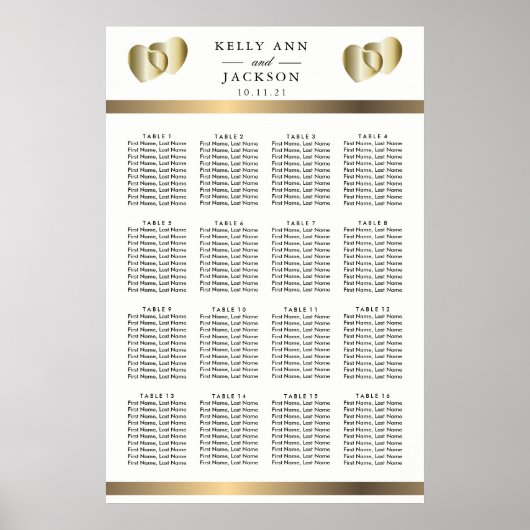 Elegant Golden Hearts Design - 16 Zitkuur Poster (Voorkant)