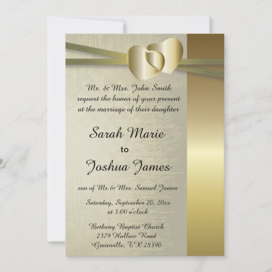 Elegant Golden Hearts Design Kaart (Voorkant)