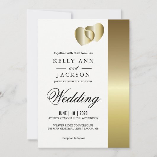 Elegant Golden Hearts Design Kaart (Voorkant)