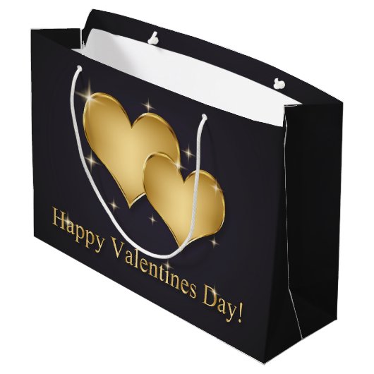 Elegant Golden Hearts Name - Valentijnsdag Groot Cadeauzakje (Achterkant Gekanteld)