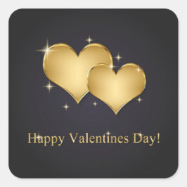 Elegant Golden Hearts Name - Valentijnsdag Vierkante Sticker