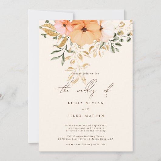 Elegant Golden Herfst Weddenschap Kaart (Voorkant)