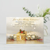 Elegant Golden Holiday Party Uitnodiging (Staand voorkant)