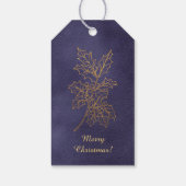 Elegant Golden Holly Christmas Cookie Mix Blue Cadeaulabel (Achterkant)