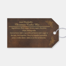Elegant Golden Holly Christmas Cookie Mix Label Cadeaulabel