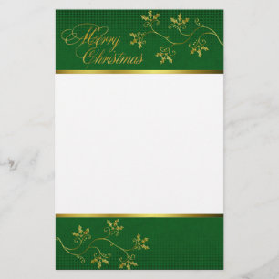 Elegant Golden Holly-kerst Briefpapier