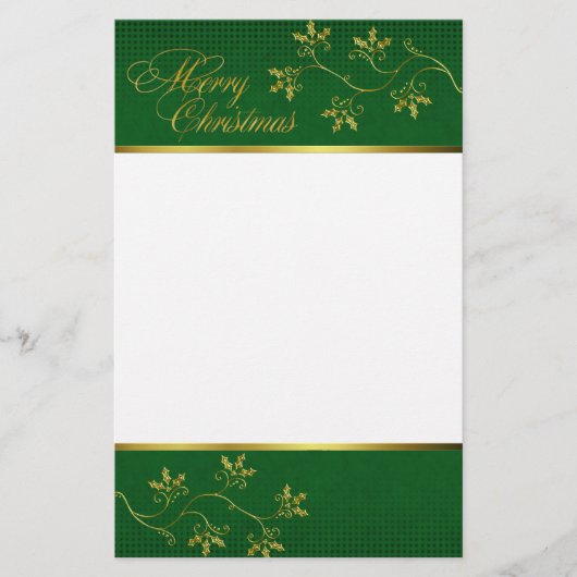 Elegant Golden Holly-kerst Briefpapier (Voorkant)