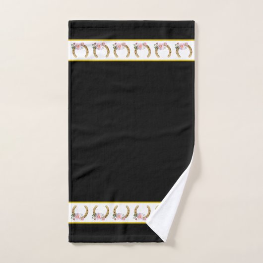 Elegant, Golden Horseshoes on Black and White Bad Handdoek (Handdoek)