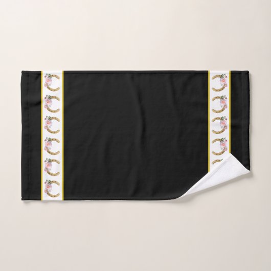 Elegant, Golden Horseshoes on Black and White Bad Handdoek (Handdoek)