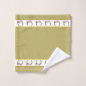 Elegant, Golden Horseshoes with Flowers on Beige Bad Handdoek (Wasdoekje)