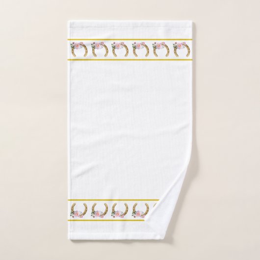 Elegant, Golden Horseshoes with Flowers on White Bad Handdoek (Handdoek)