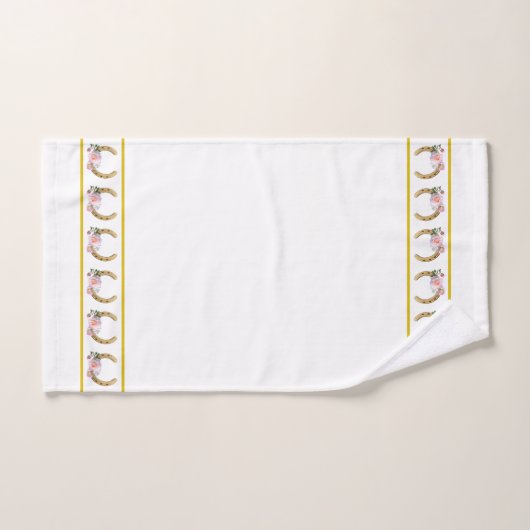 Elegant, Golden Horseshoes with Flowers on White Bad Handdoek (Handdoek)
