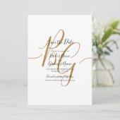 Elegant Golden Initialen Wedding Save the Date (Staand voorkant)
