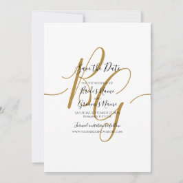 Elegant Golden Initialen Wedding Save the Date