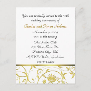 Elegant Golden Jubileum Invitation Kaart