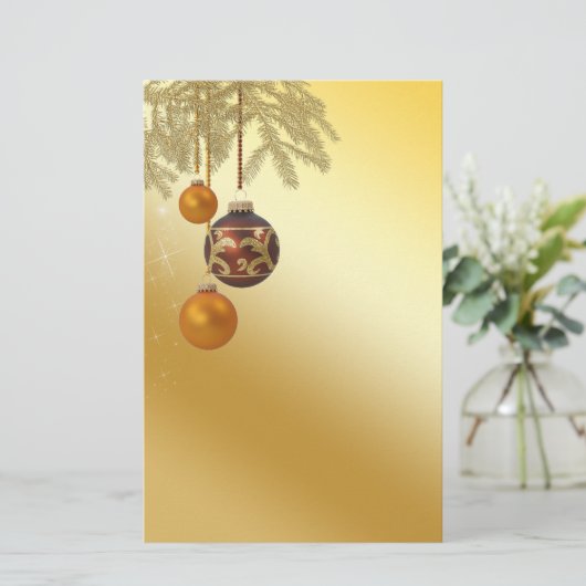 Elegant Golden Kerstmis Briefpapier (Staand voorkant)