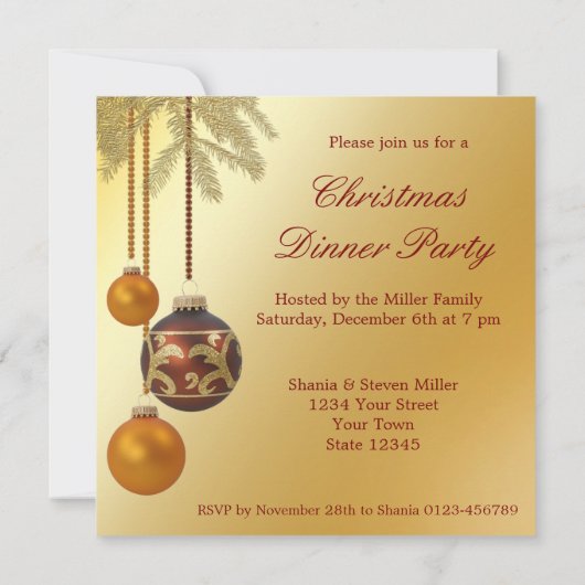 Elegant Golden Kerstmis Kaart (Achterkant)