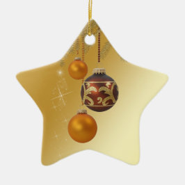 Elegant Golden Kerstmis Keramisch Ornament