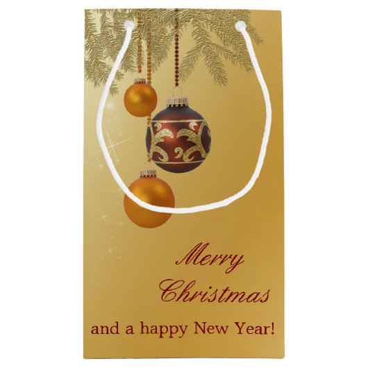 Elegant Golden Kerstmis Klein Cadeauzakje (Achterkant)