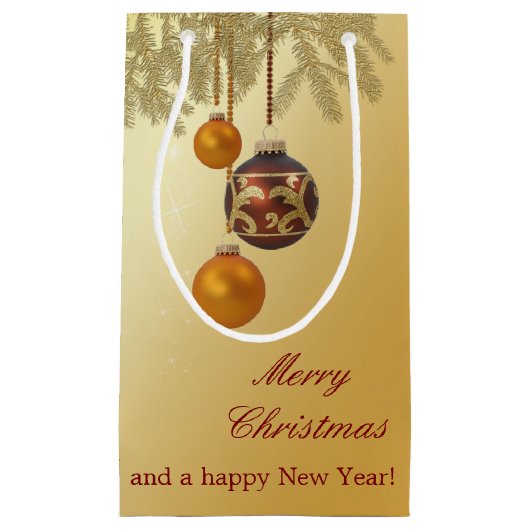 Elegant Golden Kerstmis Klein Cadeauzakje (Voorkant)