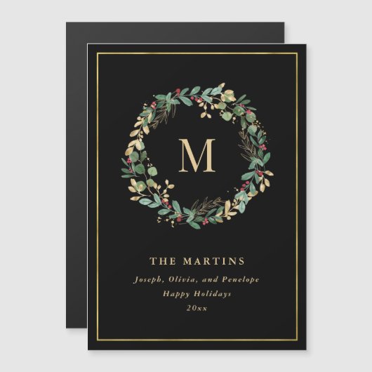 Elegant Golden Kerstmis met monogram (Voorkant / Achterkant)