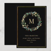 Elegant Golden Kerstmis met monogram Feestdagenkaart (Voorkant / Achterkant)