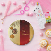 Elegant Golden Kerstmis Papieren Bordje (Feest)