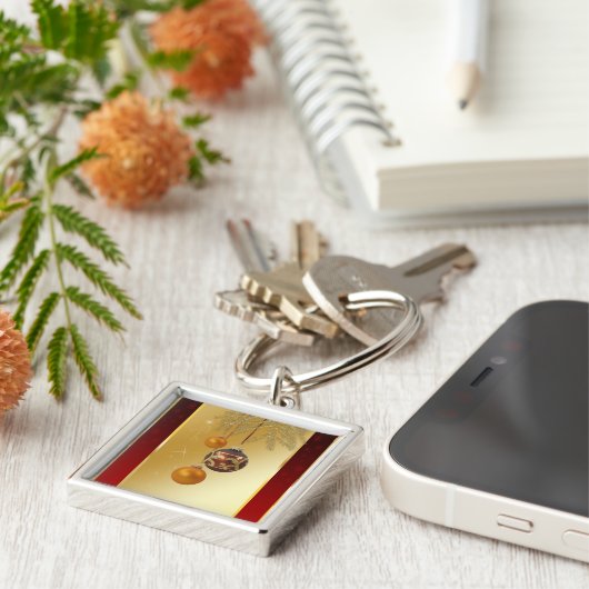 Elegant Golden Kerstmis Sleutelhanger (Zijkant)