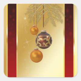 Elegant Golden Kerstmis Vierkante Sticker