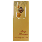 Elegant Golden Kerstmis Wijn Cadeautas (Voorkant)