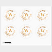 Elegant Golden Kerstmis Wreaton Monogram Ronde Sticker (Vel)
