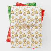 Elegant Golden Kerstpatroon Inpakpapier Vel (In situ)