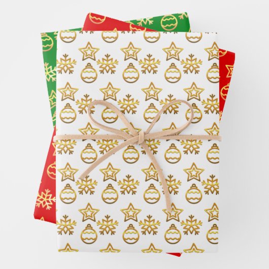 Elegant Golden Kerstpatroon Inpakpapier Vel (In situ)