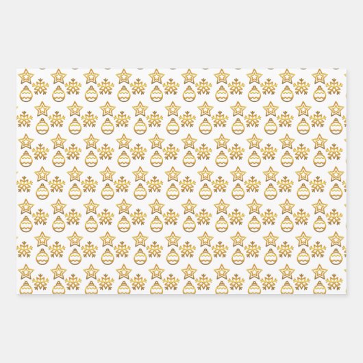 Elegant Golden Kerstpatroon Inpakpapier Vel (Voorkant)