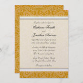 Elegant Golden Lace Wedding Invitations Kaart (Voorkant / Achterkant)