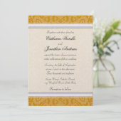 Elegant Golden Lace Wedding Invitations Kaart (Staand voorkant)