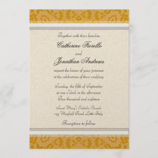 Elegant Golden Lace Wedding Invitations Kaart