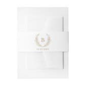Elegant Golden Laurel Wreath Wedding Monogram Uitnodigingen Wikkel (Voorkant Voorbeeld)