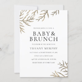 Elegant Golden Leaf Boy of Girl Baby shower Invite Kaart