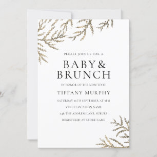 Elegant Golden Leaf Boy of Girl Baby shower Invite Kaart