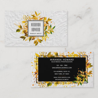 Elegant Golden Leaf Branch Floral Visitekaartje
